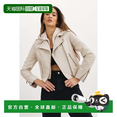 自营lamarque神圣|带可拆卸兜帽的皮革自行车夹克-骨 美国奥莱直