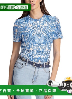 自营 Johnny Was Eleanor网眼T恤-蓝色 女装美国直发奥莱