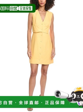 自营Sandro Woven Linen-Blend Dress - orange 美国奥莱直发