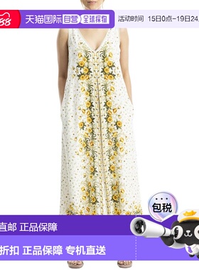 自营Max Studio V-Neck Linen-Blend Maxi Dress - white 美国奥