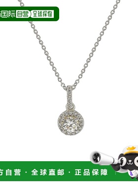 自营 Suzy Levian 14K 白金 .35 克拉钻石光环吊坠 - 白色 美国奥
