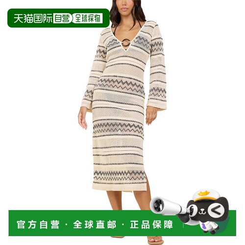 自营Surf Gypsy Plunge Woven Midi Dress - brown 美国奥莱直发