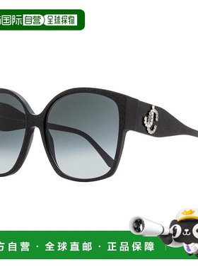 自营 Jimmy Choo 女式方形太阳镜 Noemi DXF9O 黑色闪光 61 毫米