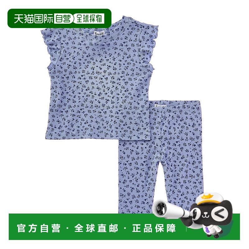 自营splendid华丽的2件碎花上衣和紧身裤套装-蓝色 美国奥莱直发