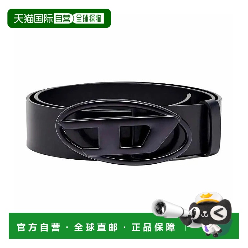 香港直邮DIESEL/迪赛 男女同款徽标设计皮革金属皮带情侣款宽3.9C