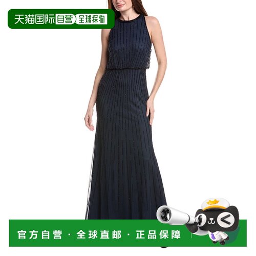 自营Adrianna Papell Sleeveless Solid Maxi Dress - navy 美国