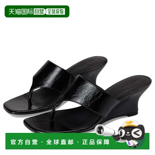 自营Madewell Reese NU913 Sandals Black Leather Wedge Heel HA