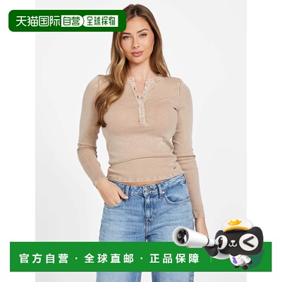 自营guessDenaya Washed Henley Top - wet sand 美国奥莱直发