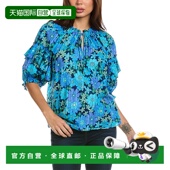 美国奥莱直发泡泡袖 自营Ramy 印花上衣 蓝色 Brook Eugenia