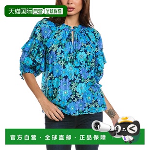 自营Ramy Brook Eugenia 印花上衣 - 蓝色 美国奥莱直发泡泡袖