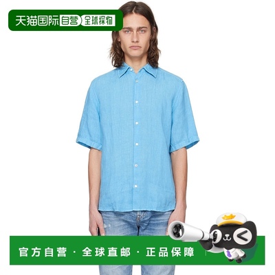 1h可退 香港直邮潮奢 BOSS 波士 男士 蓝色 Regular-Fit 衬衫 504