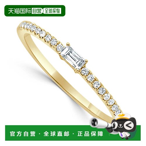自营sabrina14K Yellow Gold Diamond Baguette-Cut Stackable Ba