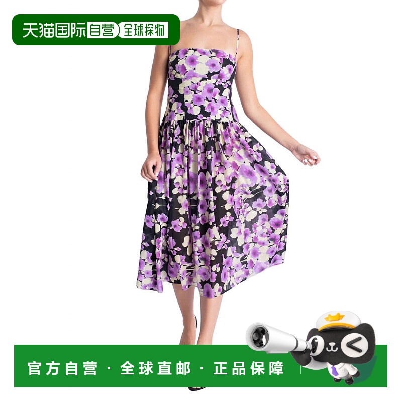 自营karina grimaldiTruman Print Midi Dress In Black Floral -