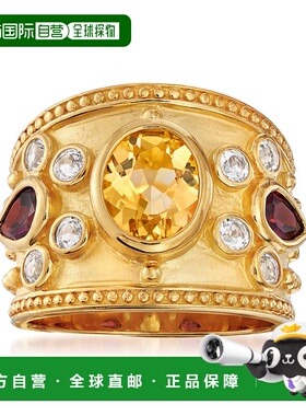 自营Ross-Simons 14 克拉金镀在纯银上宝石多宝石戒指 - 黄色 美