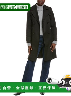 自营Via Spiga Pleated Trench Coat - black 美国奥莱直发