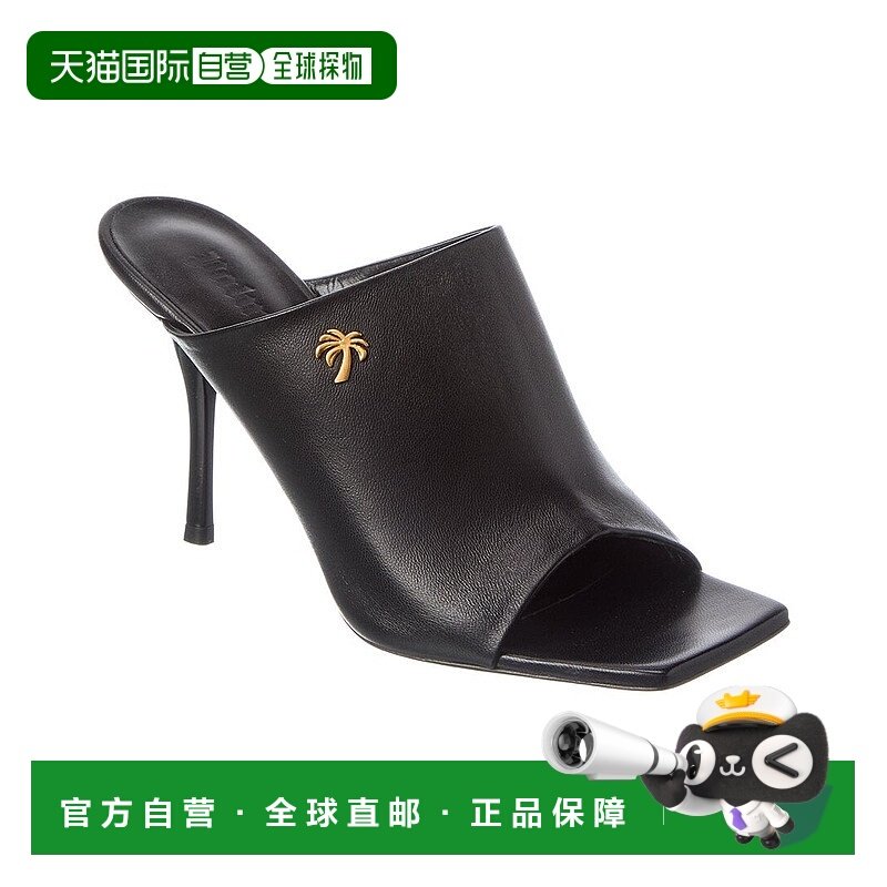 自营Palm Angels Open Toe Leather Mule - black 美国奥莱直发