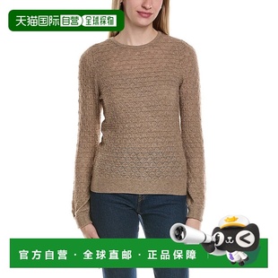 自营sofiacashmere Pointelle圆领羊毛和羊绒混纺毛衣-米色 美国