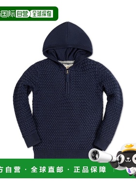 自营Hope & Henry Texture Cable Pullover Hooded Sweater - blu