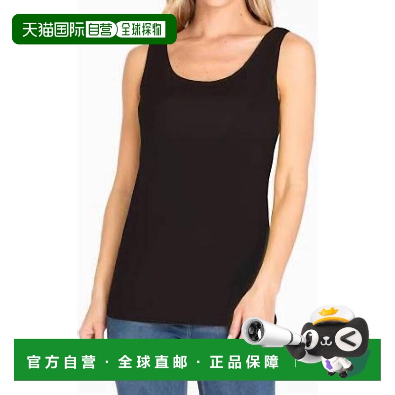 自营multiplesDouble Scoop Neck Tank In Black - black 美国奥