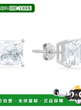 自营max + stone14k White Gold Solitaire Princess-Cut Gemston