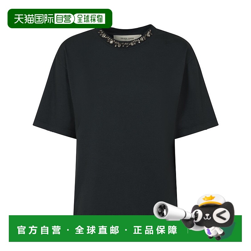 自营golden gooseBoxy Cropped T-Shirt In Organic Cotton - bla