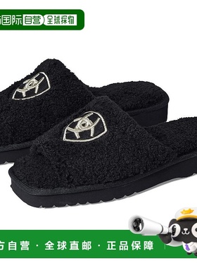 自营 Ariat Cozy AR2697-001女式黑色羊毛刺绣拖鞋JOBB1604-黑色