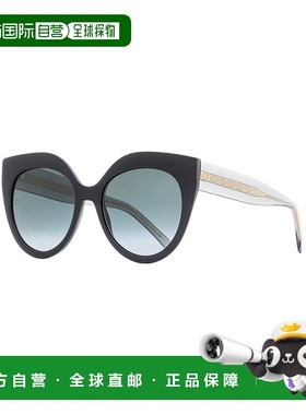 自营 Elie Saab 女士猫眼太阳镜 ES081/S 8079O 黑色/透明灰色 55