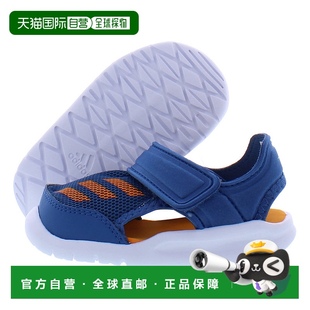 美国直邮Adidas阿迪达斯儿童凉鞋 透气轻便 蓝橙色简约百搭时尚