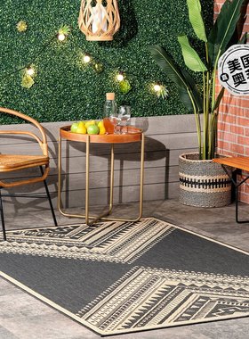 nuLOOM Landry Aztec 室内/室外区域地毯 - 木炭 【美国奥莱】直