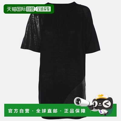 自营Marina Rinaldi Black Stretch Knit Sequin Neck Tie Tops -