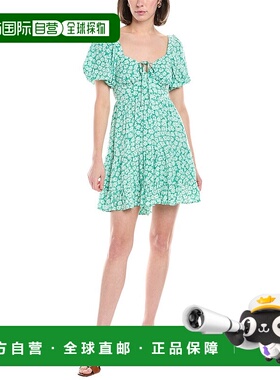 自营 Harper泡泡袖迷你连衣裙-绿色 美国奥莱直发