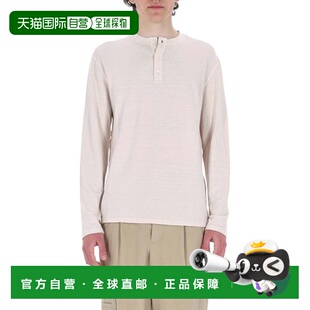 自营roberto collina长袖亚麻平织Henley t恤-白色 美国奥莱直发