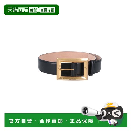 自营jimmy choo黑色Arlie小牛皮腰带-黑色 美国奥莱直发