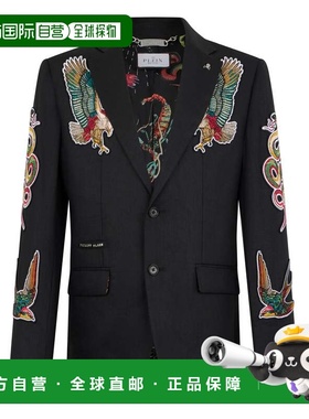 自营philipp pleinGigolo Fit Blazer Tattoo Embroidery - black