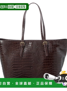 自营Persaman New York Penny Croc-Embossed Leather Tote - bro