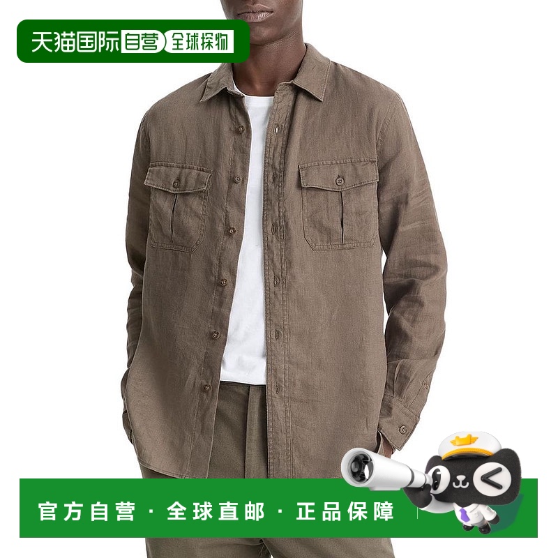 1h可退 【美国直邮】vince 男士 衬衫亚麻长袖气质时尚百搭小众高