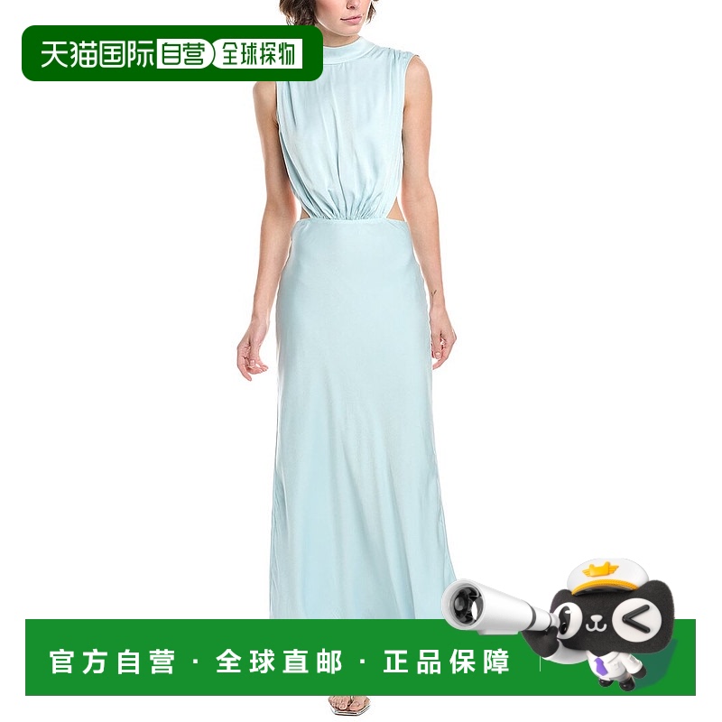自营 bardot芭铎Delphine高领长裙-蓝色 美国奥莱直发