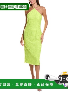 自营 ML Monique Lhuillier Kayla Tulle Midi连衣裙-黄色 美国奥