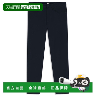 自营bossDelaware修身拉绒缎面长裤-深蓝色 美国奥莱直发