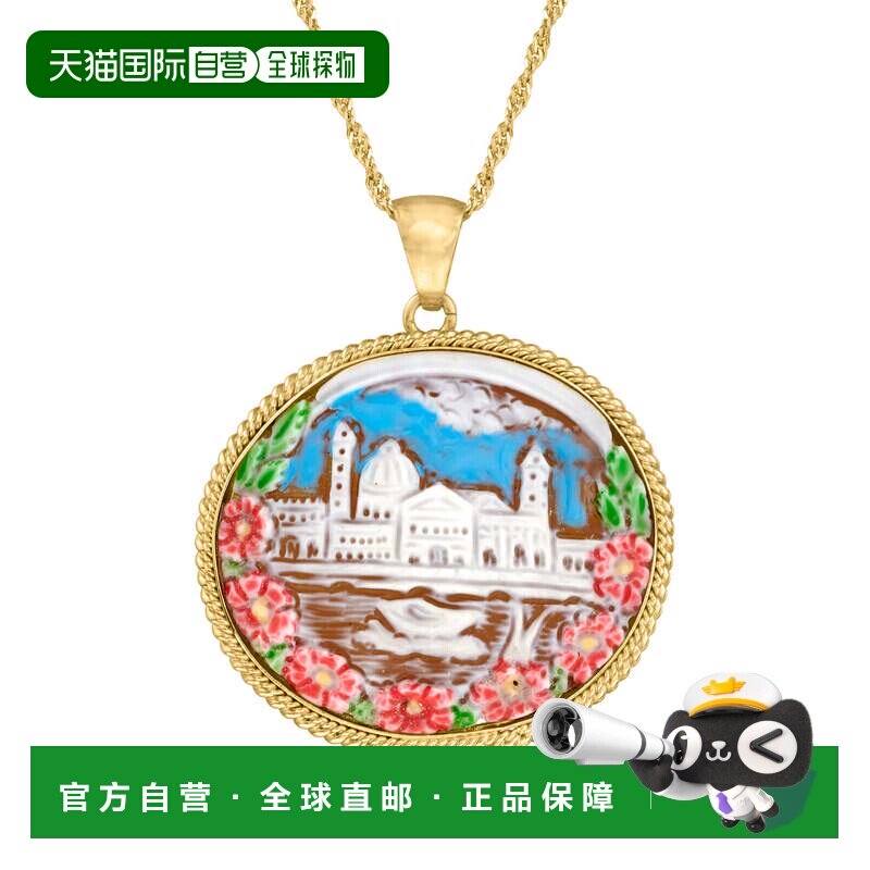 自营Ross-Simons 18kt 金镀在纯银上多色珐琅意大利棕色贝壳 Came