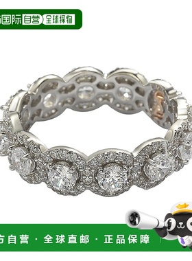 自营 Suzy Levian 纯银圆形白色立方氧化锆永恒戒指 - 白色 美国