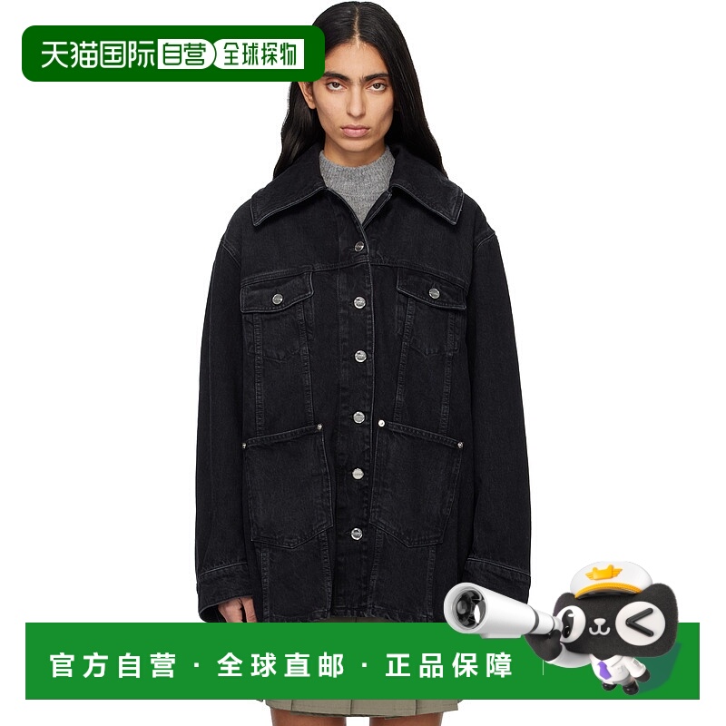 1h可退 香港直邮潮奢 GANNI 甘尼 女士 黑色 Washed 牛仔夹克 J18