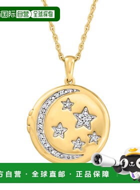 自营 Ross-Simons 18 克拉金镀在纯银上钻石天体盒式吊坠项链 - 1