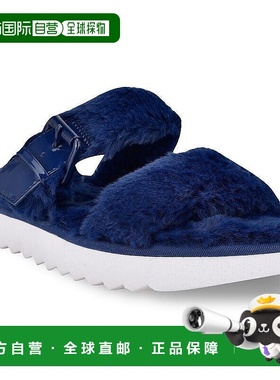 自营 Nine West Funkie凉鞋女式钴蓝色人造毛皮滑盖鞋JOBB179-蓝