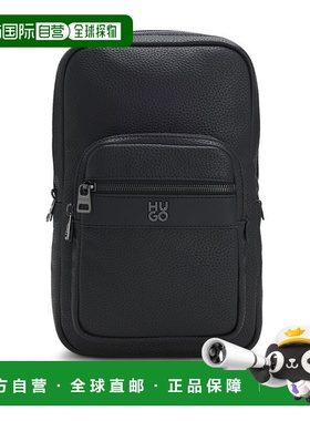 自营hugo bossStacked-logo backpack with mono strap - black