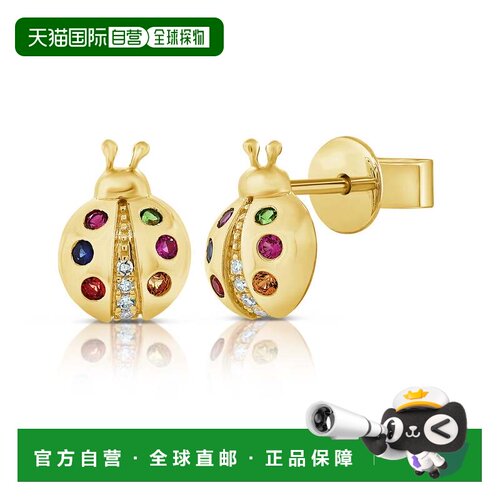 自营sabrina14K Yellow Gold Lady Bug Mix Sapphire & Diamond E