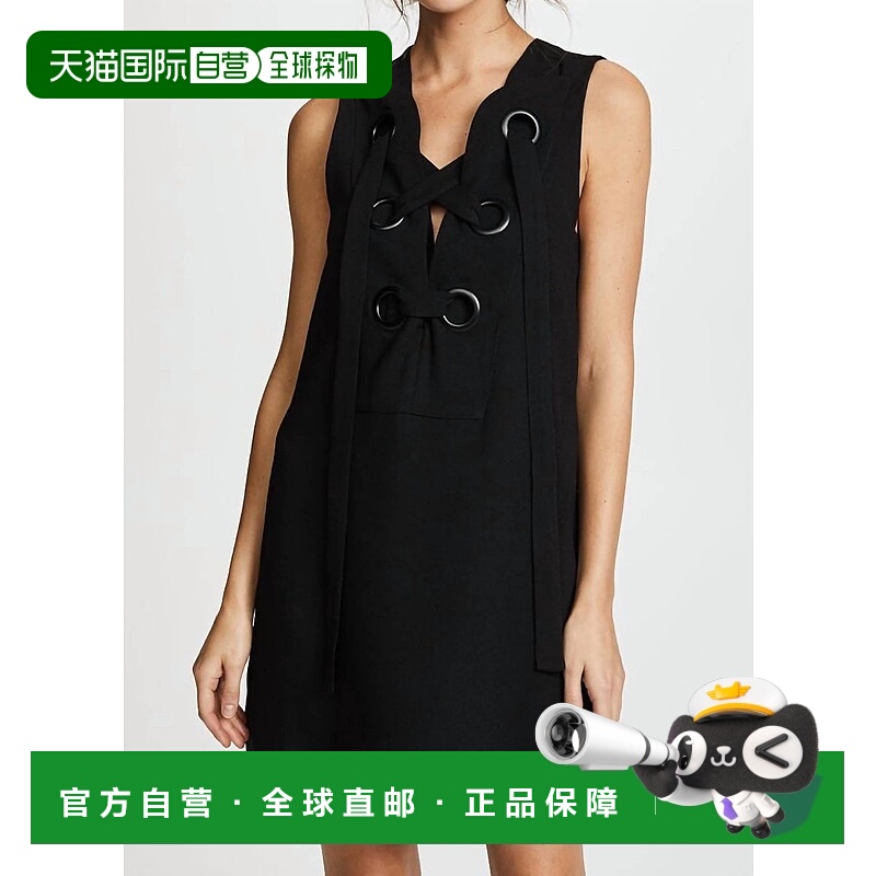 自营english factoryLace-Up Front Closure Mini Dress In Black