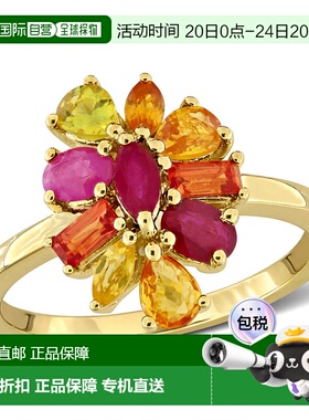 自营Mimi & Max Multi-Shape Gemstone Floral Ring Sterling Sil