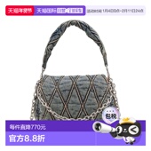 手提单肩包 香港直邮DIESEL 男 哑光银色金属链带 牛仔布 Charm