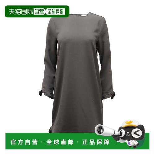 自营Ganni Ruffle-Trimmed Mini Dress in Black Polyester - bla